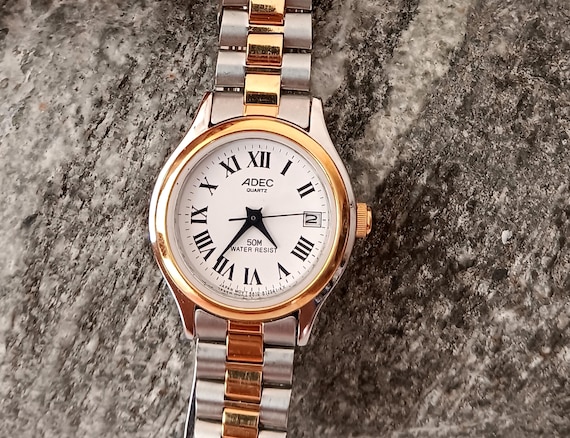 Vintage horloge Adec quartzhorloge werkt Etsy Nederland
