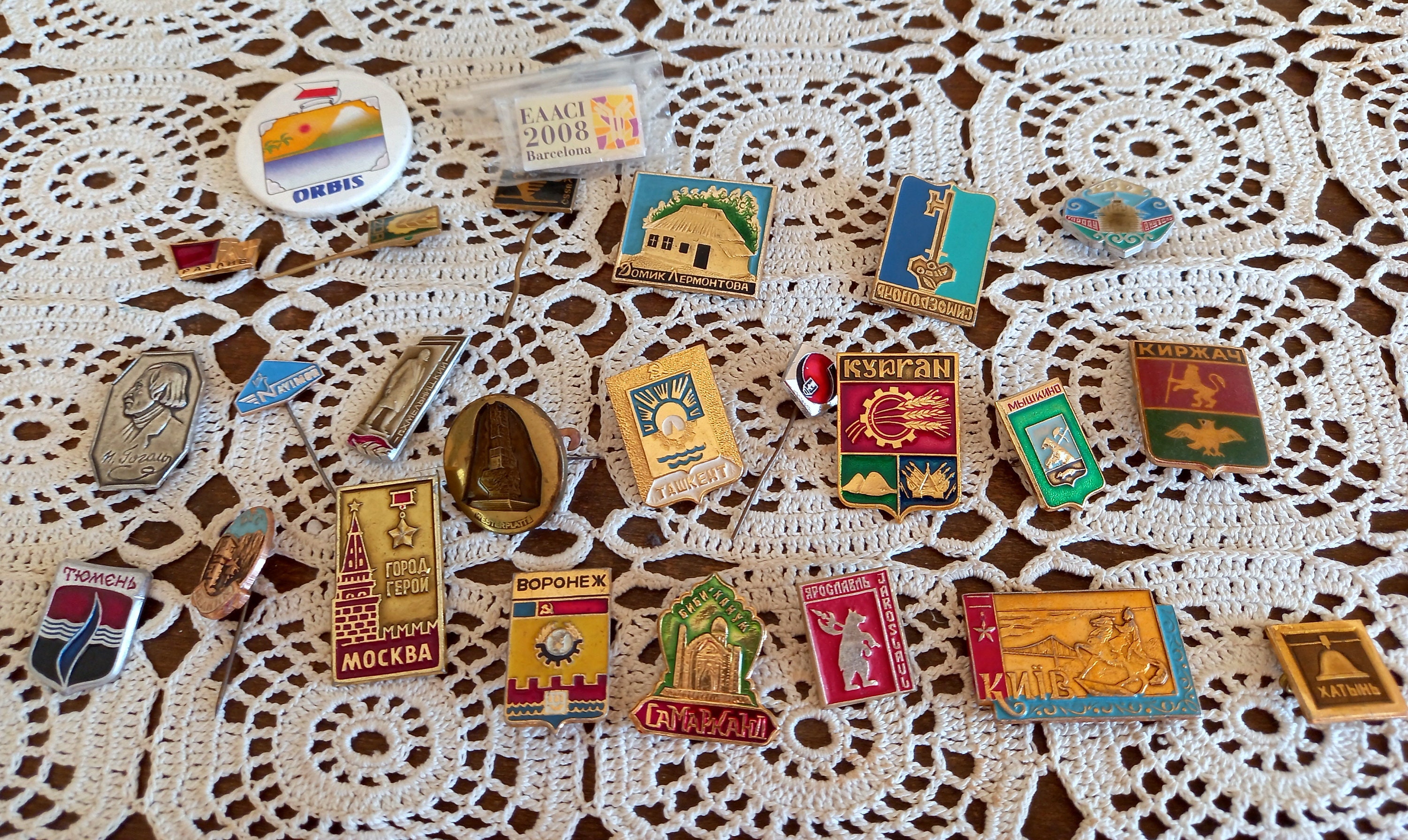 LOT of 24 pin badges, set pins badges, enamel pin, USSR, soviet, space era, olympic, towns, Cold war, communism propaganda