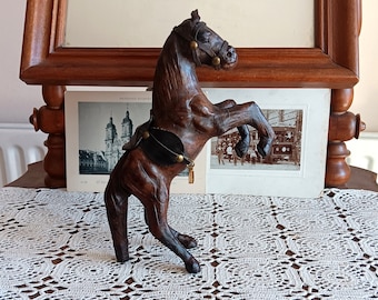 Vintage 70s Leather Horse Figurine, Desk Decor - Etsy