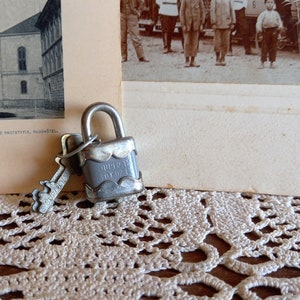 Vintage padlock, vintage key, Vintage lock, mini padlock, Duplo, Czechoslovakia, MINT, NOS