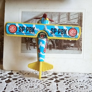 VINTAGE TIN TOY, Ikar, Airplane, plane, tin friction toy, vintage gift, decor