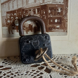 Vintage padlock, vintage key, Abus, Vintage lock, Germany