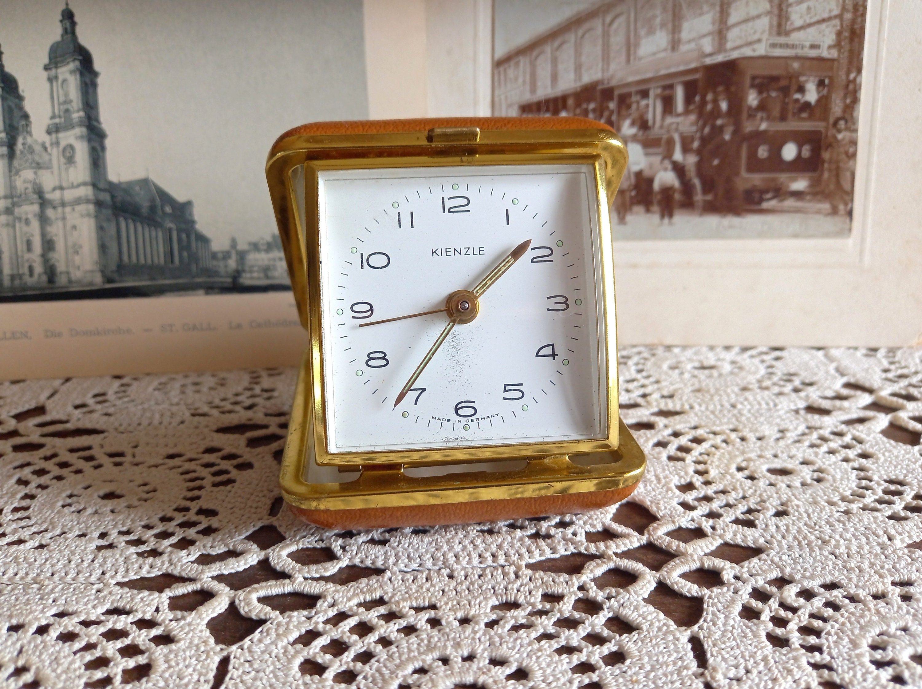 Antique Blessing Mechanical Mini Travel Alarm Clock Brass Filigree West  Germany