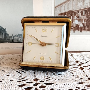Réveil De Voyage Vintage TimeMaster – Laiton Et Cuir, Fonctionne, Dans Sa Boîte