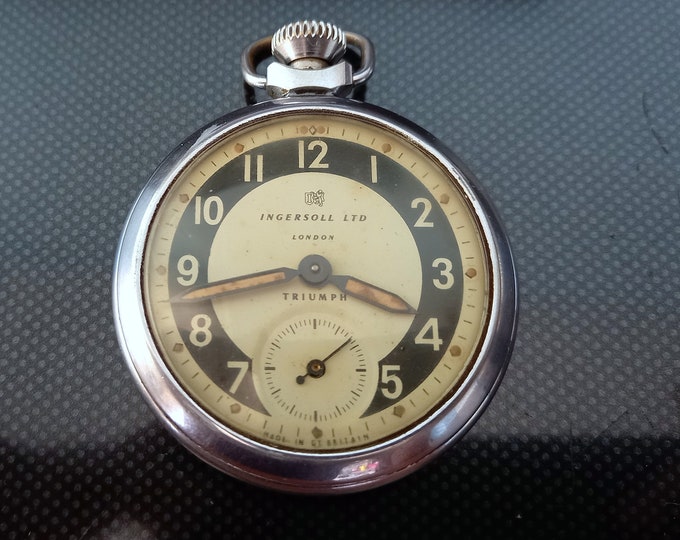 Vintage Pocket Watch, Ingersoll, Triumph, Mechanical Watch, Wind up Watch, Great Britain