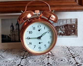 Vintage alarm clock, Insa, Eurastyle, Yugoslavia, copper clock, wind up clock, mechanical, home decoration, vintage gift