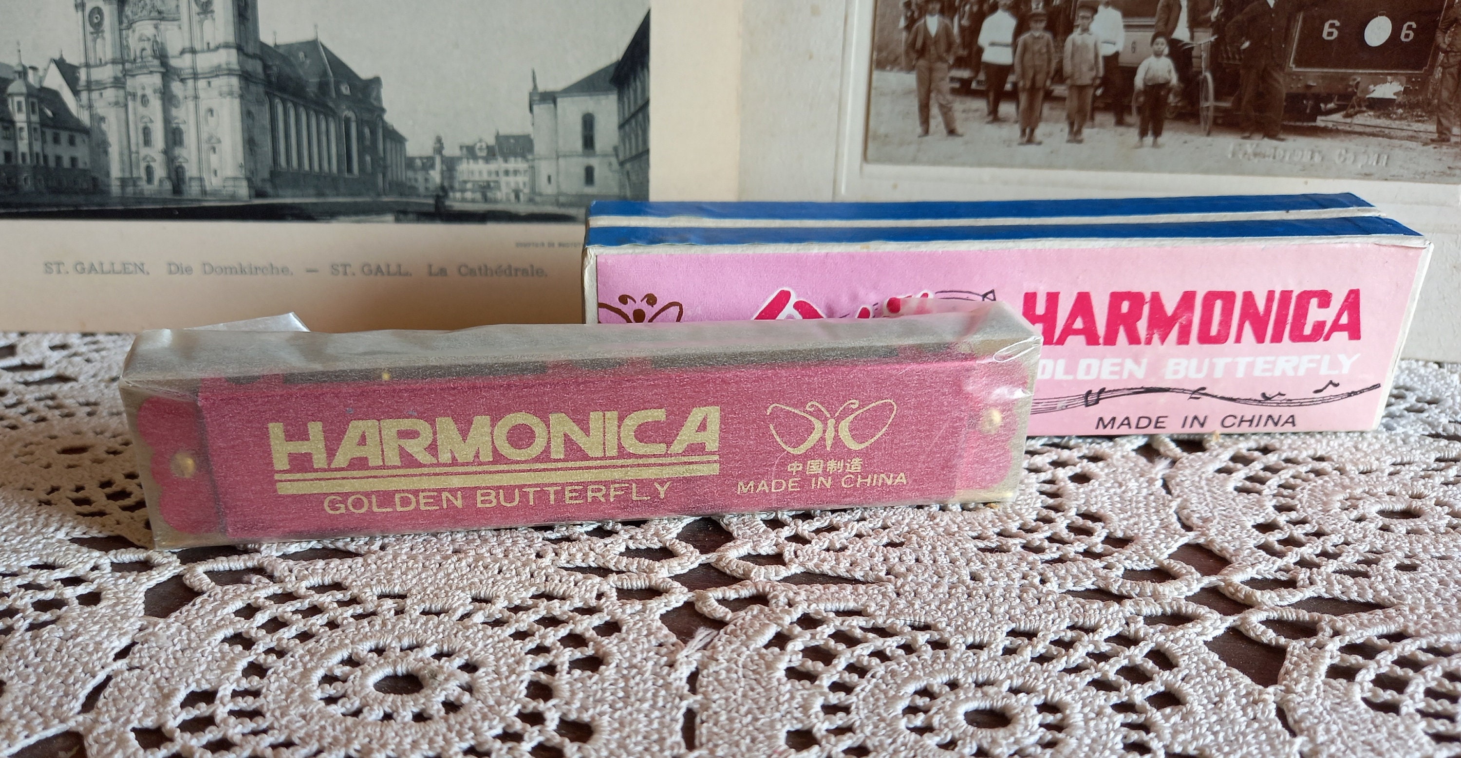 Vintage accordion, Golden butterfly, MINT, NOS, China, Harmonica, Harmonics, Accordion, musical instrument