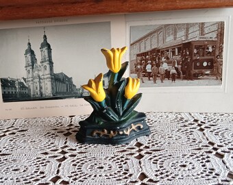 Antique door stopper, vintage door stopper, flower, tulip, metal stopper, home decoration, gift for her