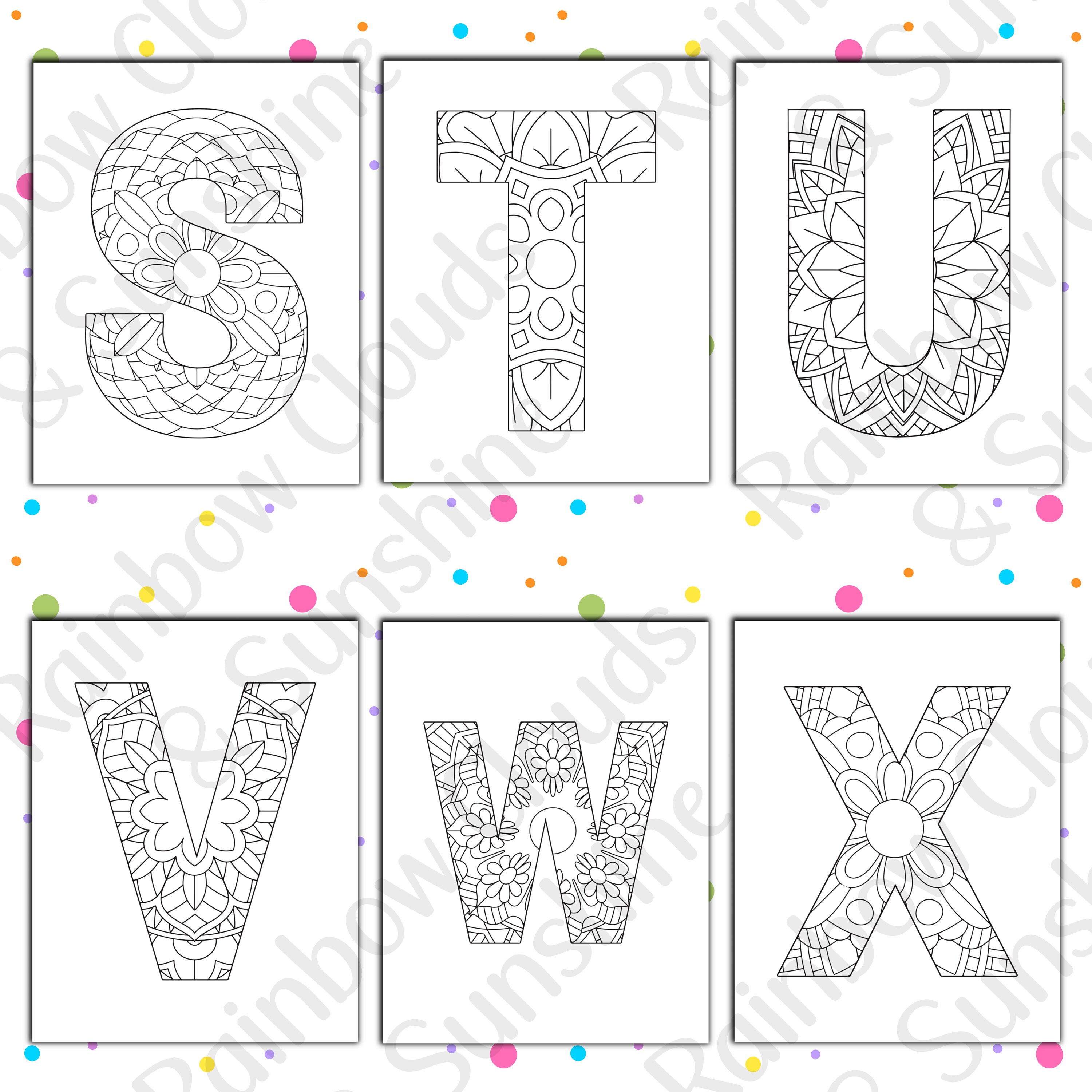 Alphabet Mandala Printable Coloring Pages for Kids, Mandala Coloring ...