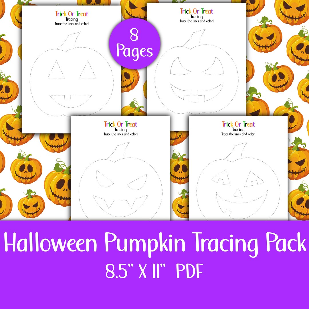 Halloween Pumpkin Tracing Pack for Kids, Learn to Draw PDF for Toddlers
