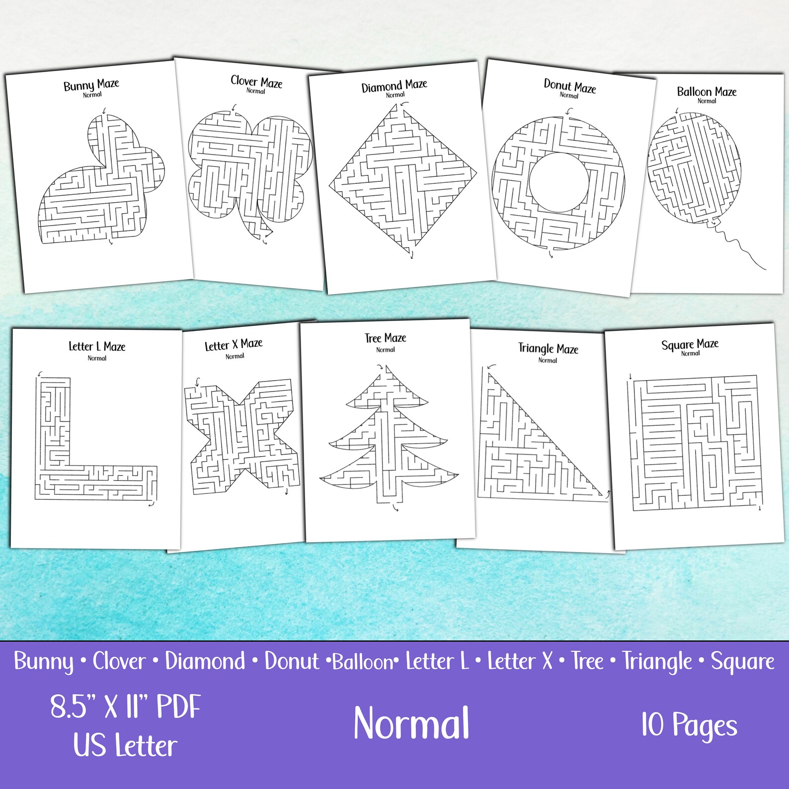 Printable Maze Pack for Kids, Difficult Mazes for Children, Digital ...
