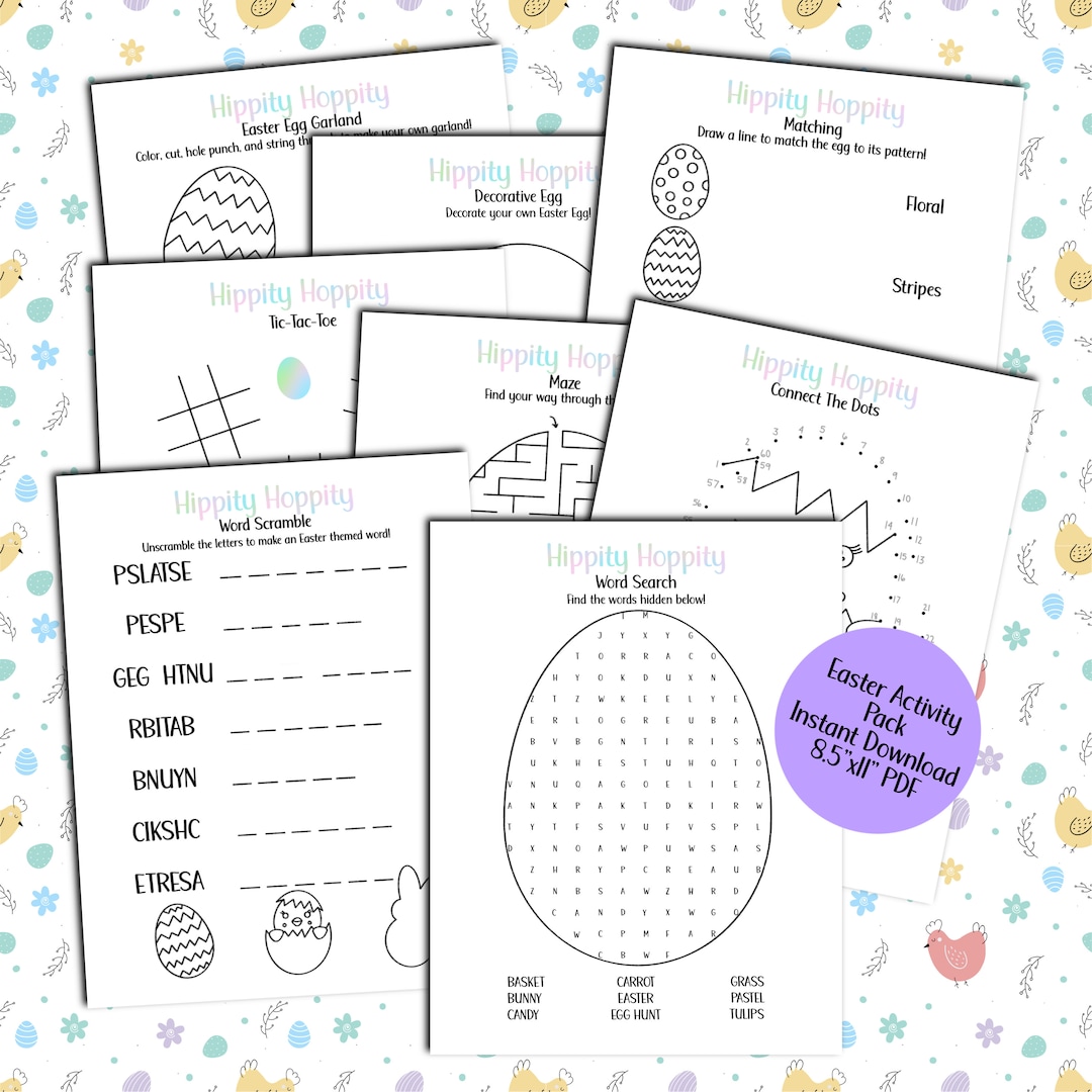 Easter Activity Pack Printable for Kids, PDF Easter Activity Sheets for ...