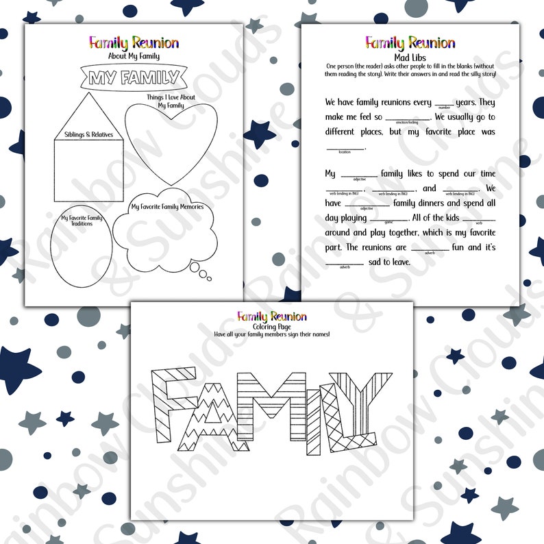 Family Reunion Activity and Coloring Pack for Kids About My Etsy