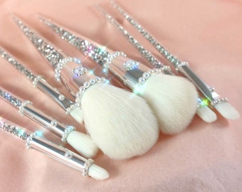 Bling Pearl Crystal Rhinestone Cosmetic Beauty Makeup Accessories Brush Set