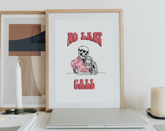 Skeleton Print, rosa Cocktailbar-Warenkorb-Druck, Hausbar-Dekor, Barwagen-Dekor, Barwagen-Kunst, Digitaldruck