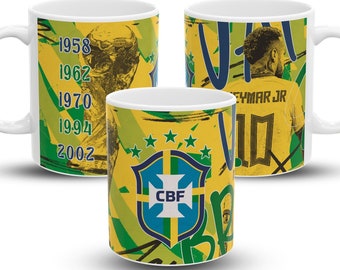 Brazil Coffee Mug | Brazil Coffee Cup | Brazil Gift | Football | Soccer | Neymar Jr | Copa America | Euro Cup