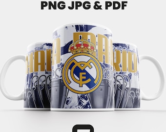 Real Madrid Digital Mug Design | 15 Champions Art | Soccer Printable | Football Fan Gift | Champions History Mug | Instant Download