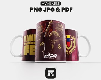 Venezuela Football Mug Wrap 11oz for Sublimation, National Team Soccer Coffee Cup Design, Instant Digital Download PNG