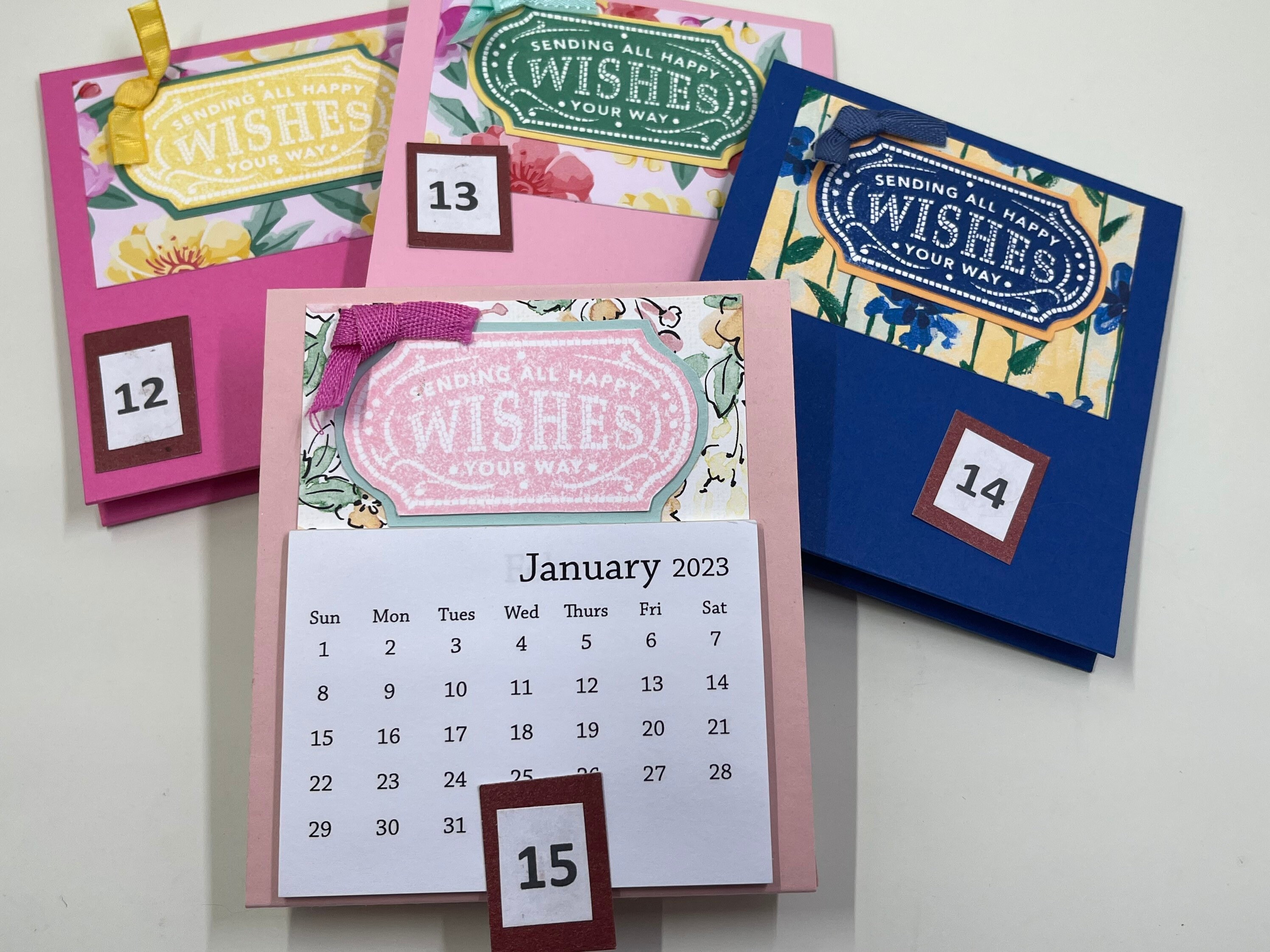 2024 Handmade Stand up Mini Stampin Up Desk Calendars With Gift Box