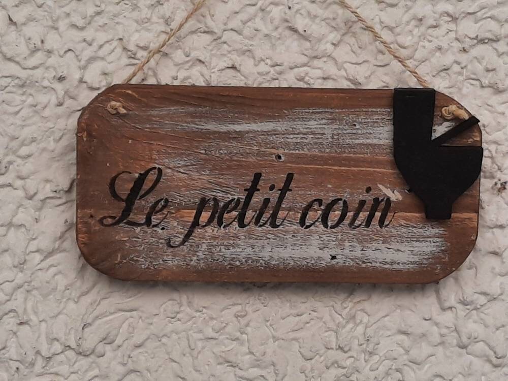 Plaque de Porte en Bois Toilettes