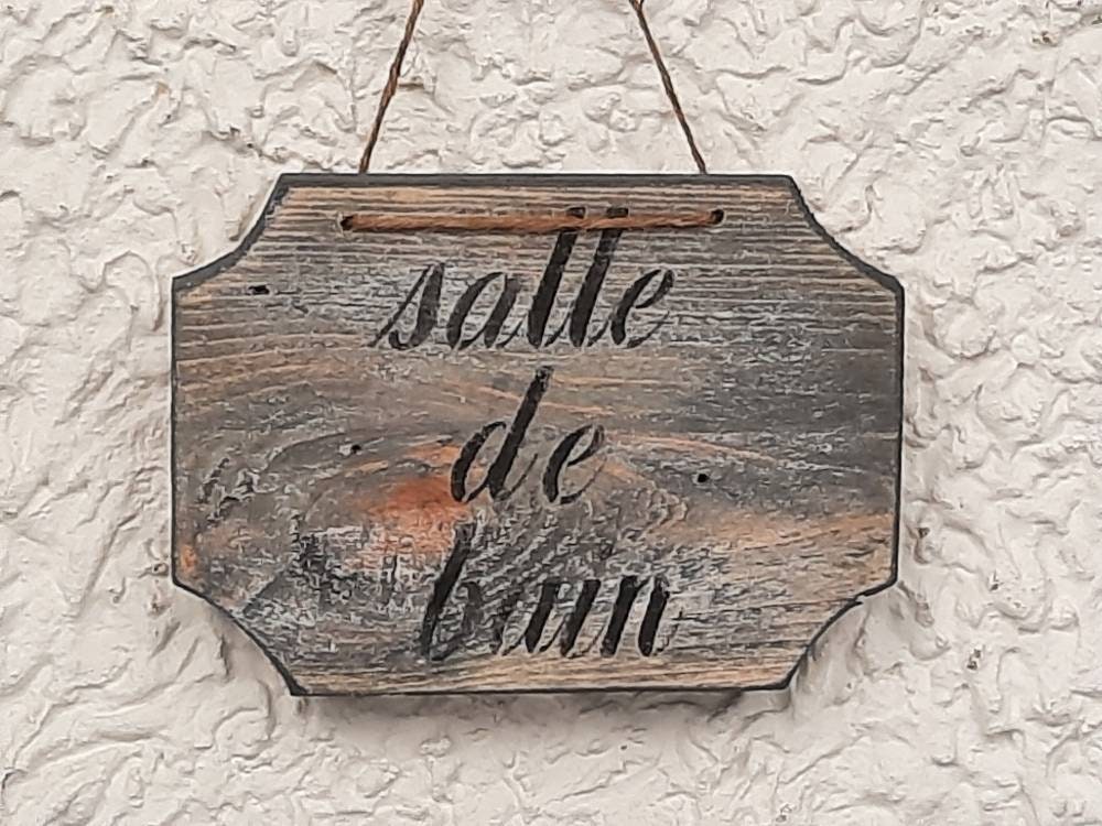 Plaque de Porte Salle Bain en Bois Palette