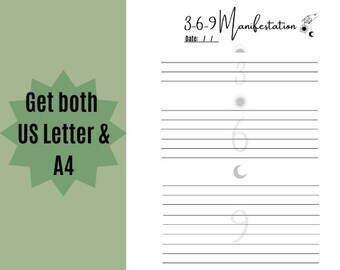 3-6-9 Manifestation Daily Journal Planner Manifest Downloadable Printable Digital