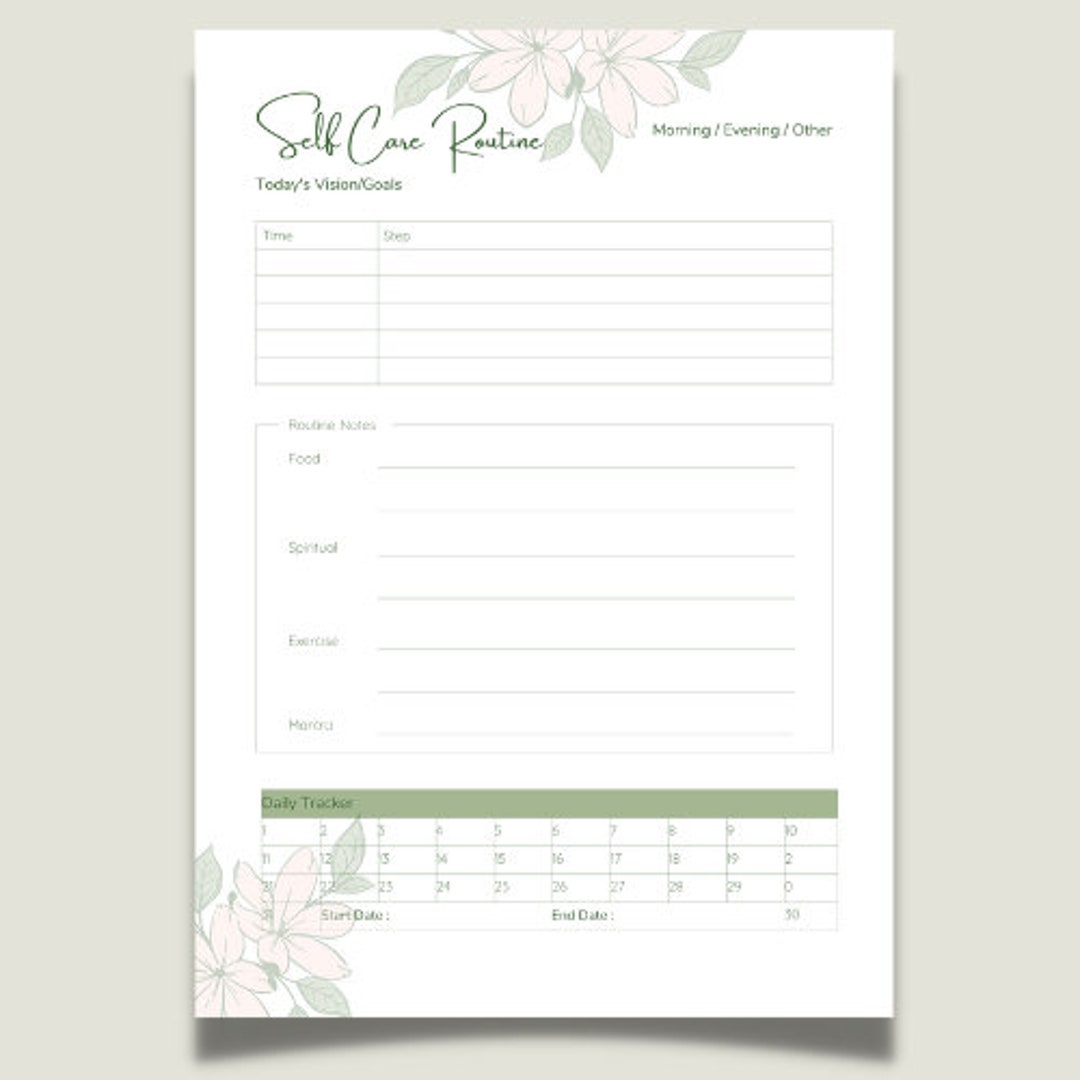 Daily Printable Self Care Routine Download Planner Schedule - Etsy
