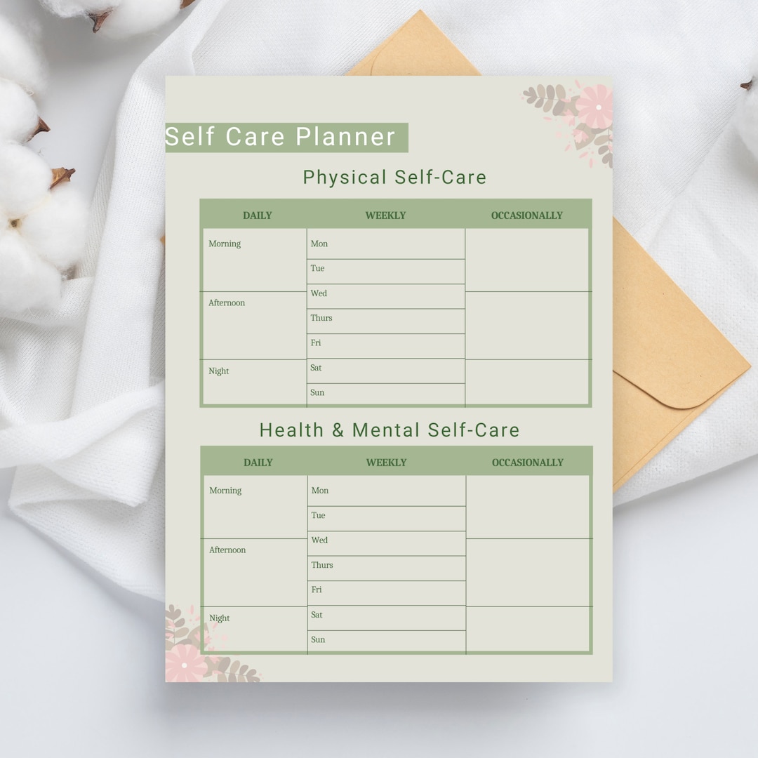 Self Care Planner, Checklist, Printable Digital PDF Wellness Planner ...