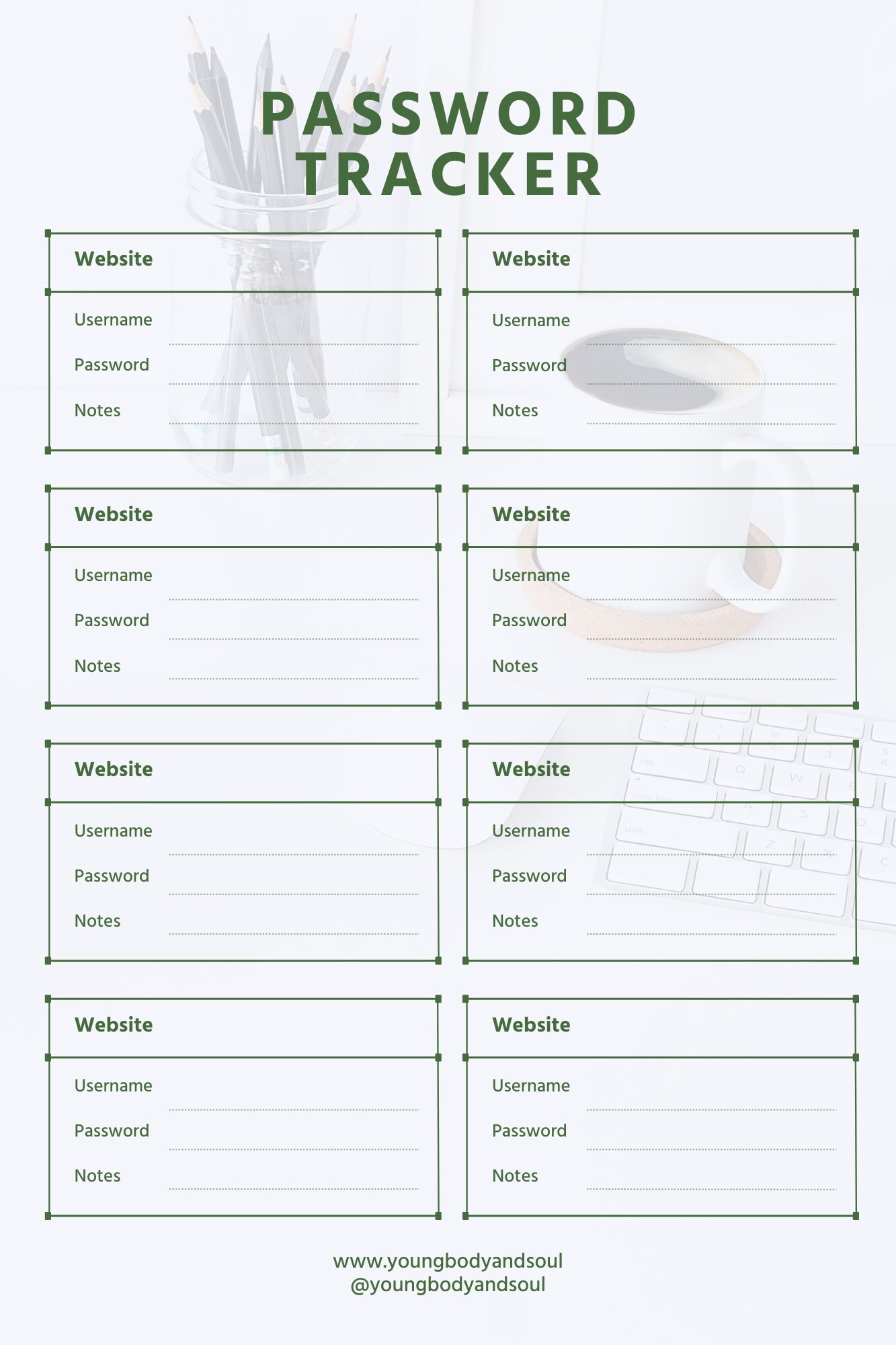 Password Collectore Password Tracker Printable Downloadable Fillable Password Log Password ...