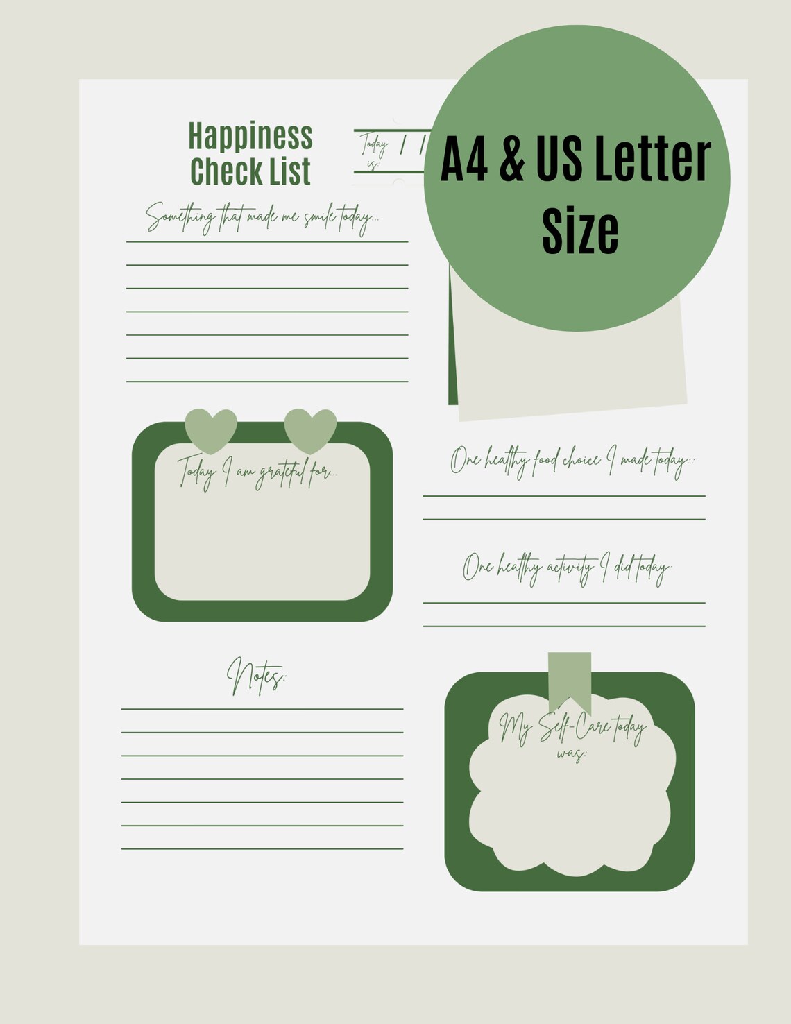Daily Happiness Checklist Tracker Planner Printable PDF - Etsy