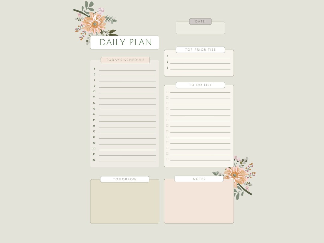 Daily Planner Note Printable Digital Download Insert Tracker Checklist ...