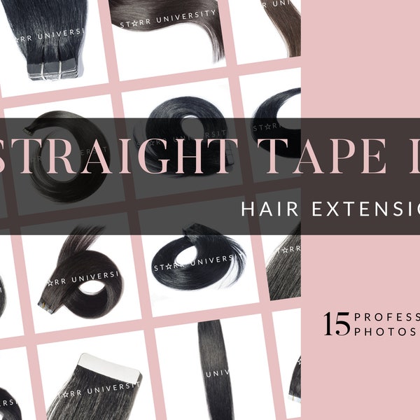 15 Straight Tape In Haarverlängerung | Schönheit Stock Photos | Haarverlängerungen Business Photos