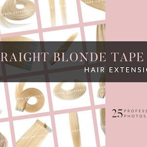 25 ストレートブロンドのテープインヘアエクステンション| ヘアストック写真 | | 美容ストック写真 | ヘアエクステンションビジネスストック写真