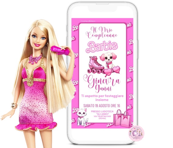 Invito digitale Barbie compleanno bambina, invito social, party kit,  decorazione festa Barbie idea compleanno 6 anni, comunione, cresima -   Italia