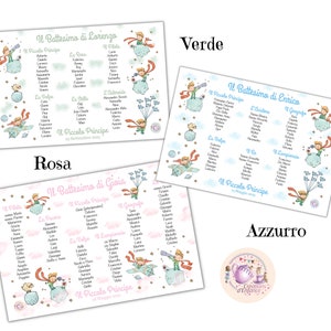 Baptism Little Prince tableau digital format pdf. Little Prince table marker with table map for communion or confirmation.