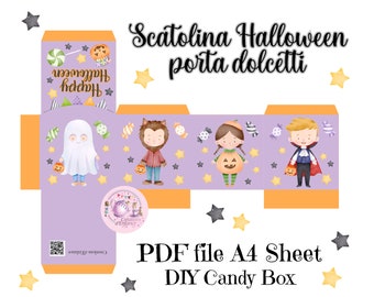 Halloween children decoration DIY candy box, Halloween party box for souvenir gift for guests, digital party kit