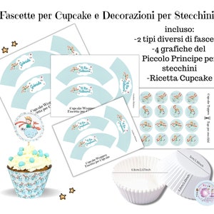 Little Prince cupcake bands personalized with name. Decoration Baptism Little Prince confirmation, communion DIY.
