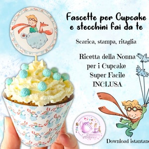 Cupcake bands Little Prince. Decoration Baptism and sweet table Little Prince. Party, confirmation or communion Little Prince.