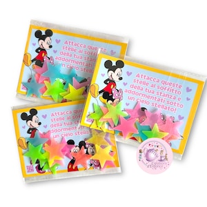 Stelle fosforescenti regalo fine festa originale gadget per compleanno bambina o bambino. Ricordo invitati personalizzato tema a scelta.