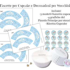 Baptism Little Prince cupcake wrappers. Baby Shower and sweet table Little Prince. Birthday, confirmation communion Little Prince.