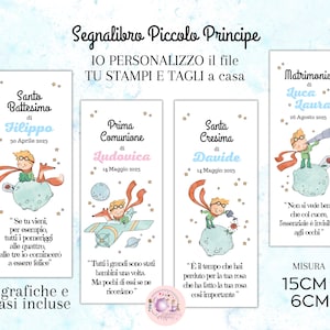 Little Prince Bookmark, Digital File for DIY Baptism or First Birthday.