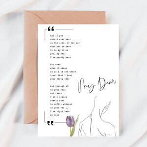 Carte de sympathie imprimable, poème pour le deuil, poème funéraire pliable, désolé pour votre perte