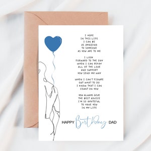 Carte de joyeux anniversaire papa, carte pliable imprimable 5 x 7, cadeau carte de voeux pour lui