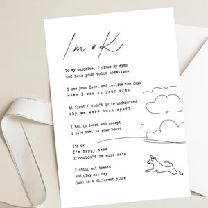 Beileidsgedicht für Hunde, Geschenk für trauernde Haustier Eltern, Haustier Hund Verlust Karte, Regenbogen Brücke Poesie