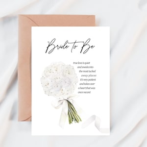 Carte poème floral Bride to Be, souvenir de mariage (téléchargement numérique)