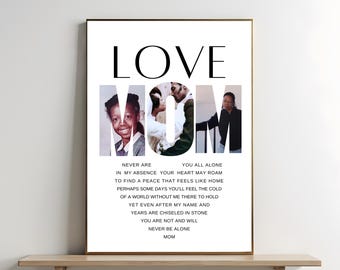 Impressão fotográfica com poema para mãe, poema memorial personalizado, arte personalizada de condolências, lembrança para quem perdeu a mãe.