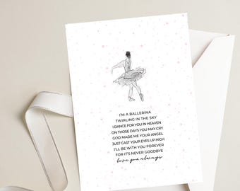 Verlies van een kind, afdrukbaar rouwproces, condoleancekaart ballerina, condoleancekaart, rouwkaart, rouwkaart, ik denk aan je