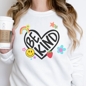 Be Kind Heart Sweatshirt | Trendy Sweatshirt | Preppy Sweatshirt | Retro Sweatshirt | Positive Sweatshirt | Mental Health Sweatshirt