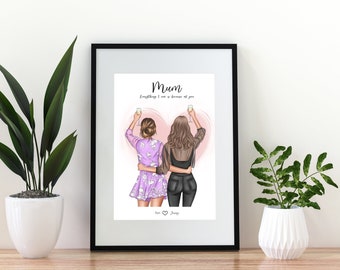 Mother's Day Gift, Personalised Mothers Day Gift, Mum Gift, Family Portrait, Gift for Mum, Mother and daughter print, Mum Print