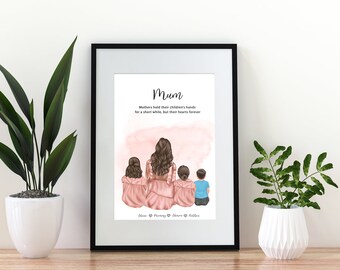 Mother's Day Gift, Personalised Mothers Day Gift, Mum Gift, Family Portrait, Gift for Mum, Mother and daughter print, Mum Print